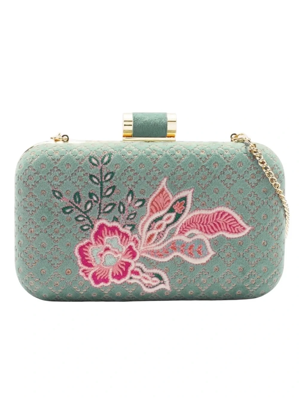 Spartina 449 Miniaudiere Embroidered Floral Velvet Box Clutch